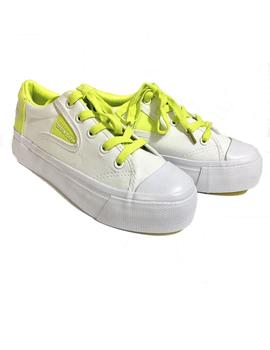 ZAPATILLA DUNLOP DOBLE GOMA BLANCO/LIMÓN