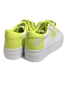 ZAPATILLA DUNLOP DOBLE GOMA BLANCO/LIMÓN