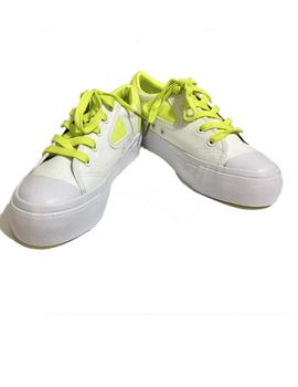 ZAPATILLA DUNLOP DOBLE GOMA BLANCO/LIMÓN