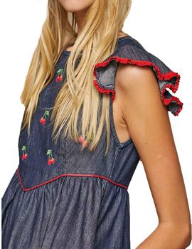 Vestido vaquero top con cerezas