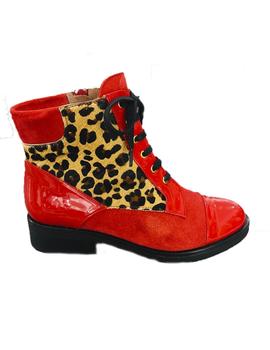 BOTIN EN CHAROL Y ANTE ROJO CON PRINT