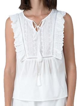 BLUSA MOLLY BRACKEN CON BORDADO BLANCA