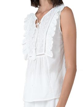 BLUSA MOLLY BRACKEN CON BORDADO BLANCA