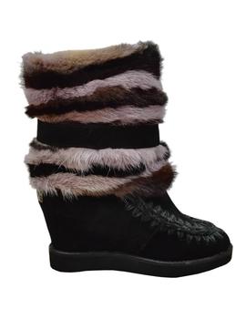 BOTA MOU FRENCH TOE WEDGE MINK-BUKLE-PELO, HEBILLA