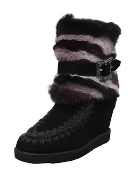 BOTA MOU FRENCH TOE WEDGE MINK-BUKLE-PELO, HEBILLA