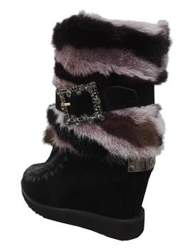 BOTA MOU FRENCH TOE WEDGE MINK-BUKLE-PELO, HEBILLA