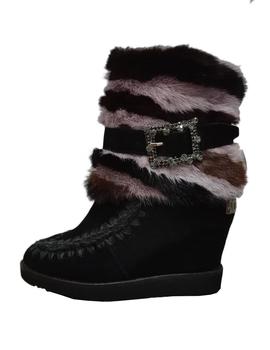 BOTA MOU FRENCH TOE WEDGE MINK-BUKLE-PELO, HEBILLA