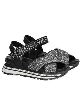 SANDALIA LIU.JO MAXI WONDER GLITTER NEGRA