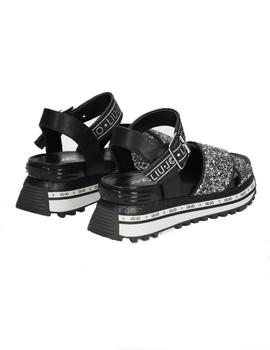 SANDALIA LIU.JO MAXI WONDER GLITTER NEGRA