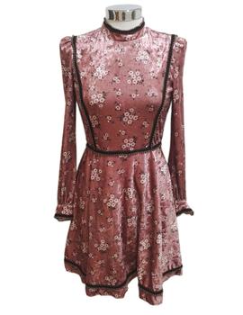 Vestido Highly Preppy velvet estampado rosa