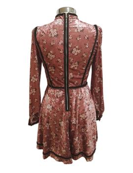 VESTIDO HIGHLY PREPPY VELVET FLOR M.7650 ROSA