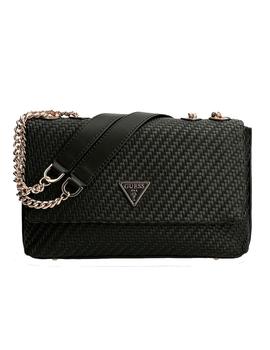 BOLSO GUESS HASSIE TRENZADO NEGRO
