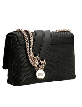 BOLSO GUESS HASSIE TRENZADO NEGRO