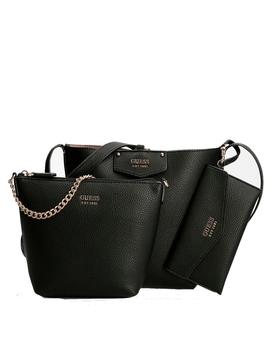 BOLSO GUESS BRENTON  BUCKET NEGRO