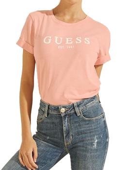 CAMISETA GUESS  1981 ROL LOGO ROSA
