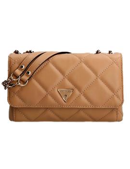 BOLSO GUESS CESSILY PESPUNTEADO CAMEL