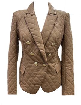 Chaqueta Guess ecopiel pespunteada camel