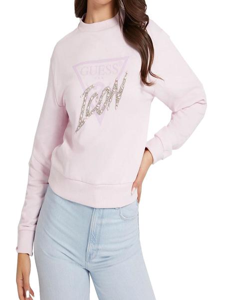 SUDADERA GUESS CN ICON SWEAT ROSA