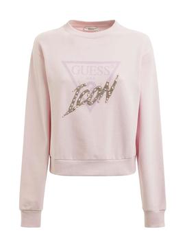 SUDADERA GUESS CN ICON SWEAT ROSA