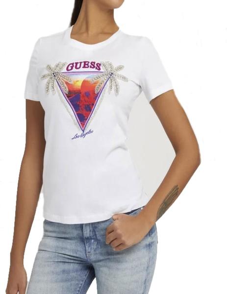 CAMISETA GUESS LOGO ICON CON PIEDRAS