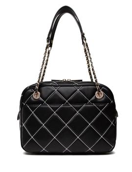 BANDOLERA GUESS CESSILY TOP ZIP PESPUNTES NEGRO