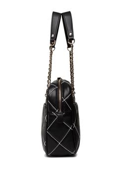 BANDOLERA GUESS CESSILY TOP ZIP PESPUNTES NEGRO