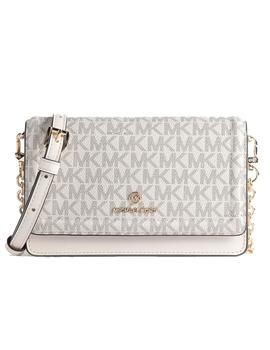 BANDOLERA MICHAEL KORS JET SET PEQUEÑA LOGOS CREMA