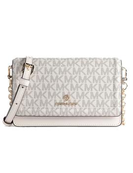 BANDOLERA MICHAEL KORS JET SET PEQUEÑA LOGOS CREMA