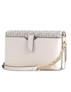 BANDOLERA MICHAEL KORS JET SET PEQUEÑA LOGOS CREMA