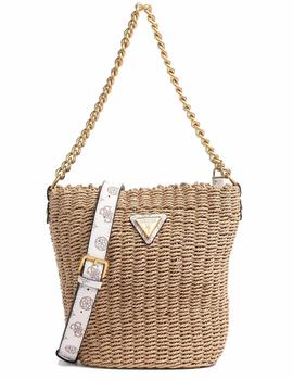 BOLSO GUESS LILICA BUCKET RAFIA NATURAL