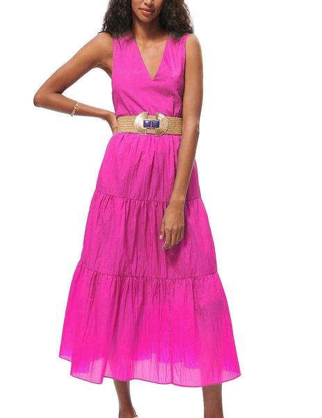 zona Hierbas impactante VESTIDO LOLA CASADEMUNT VOLANTES FUCSIA