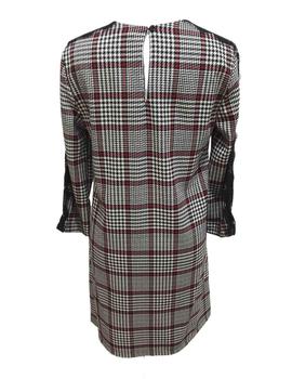 VESTIDO CUADROS CON ENCAJE EN MANGAS