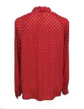 BLUSA LUNARES ROJA  CON LAZO EN CUELLO