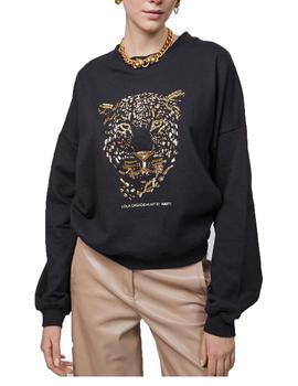 SUDADERA LOLA CASADEMUNT TIGRE BORDADO NEGRA