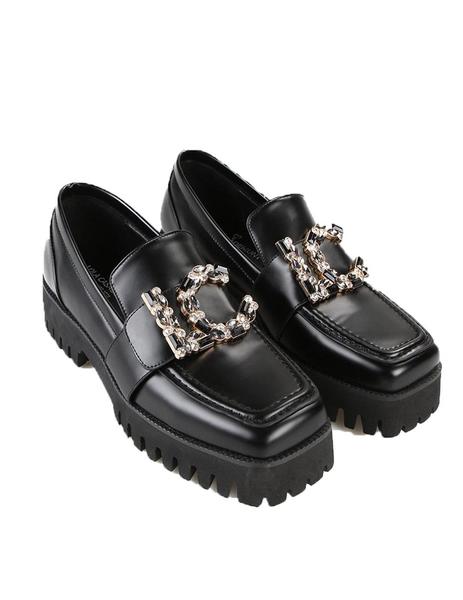 ZAPATO LOLA CASADEMUNT MOCAS N CON LOGO DE PIEDRAS