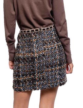 FALDA TWEED NEGRO-CAMEL