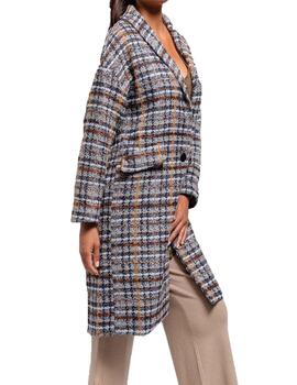 Abrigo tweed oversize mezclilla marino y camel