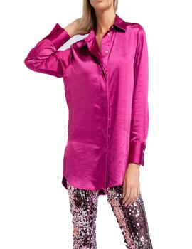 Camisa en raso fluido fucsia