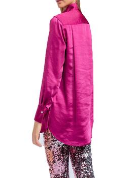 Camisa en raso fluido fucsia